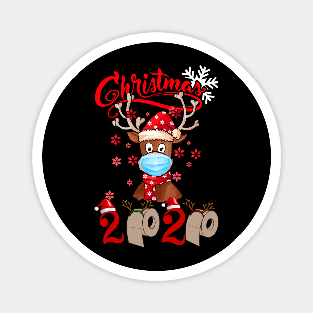 Funny Christmas 2020 reindeer shirt  Merry Christmas 2020 reindeer with mask toilet paper Magnet by TeesCircle